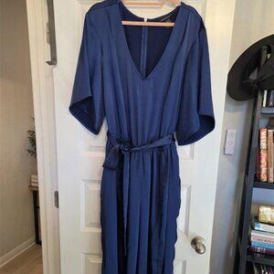 Ashley Stewart Blue Satin Plus Size Jumpsuit Size 22/24W